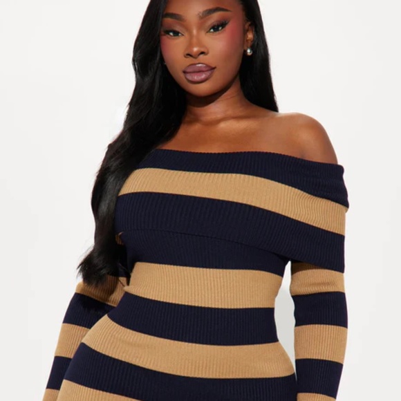 Fashion Nova Striped Sweater Maxi Dress NWT Size 1X - Picture 2 of 6